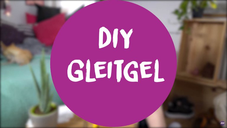 Grafik mit lila Kreis, auf dem in weißer Schrift steht "DIY Gleitgel"